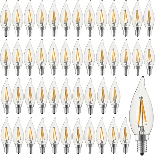 Miniatura 12 de Bombilla LED Regulable para Candelabro Equivalente a 60W, Bombilla LED E12 2700K Blanco Cálido Suave, Bombillas para Lámpara de Araña, 6W 650LM CA10