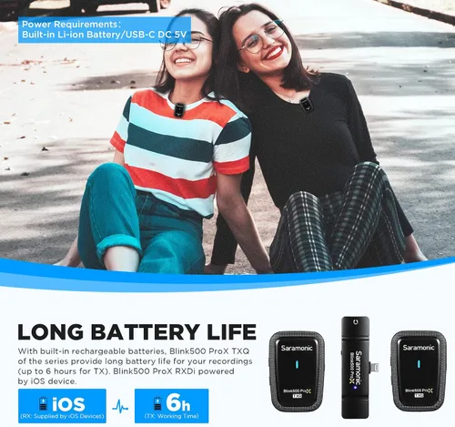 Miniatura 2 de Saramonic Blink500 Prox - Micrófono inalámbrico Lavalier para iPhone, rango de 164 pies, micrófono inalámbrico para iPhone