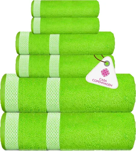 Miniatura 46 de CASA COPENHAGEN Juego de 6 toallas de palomitas de maíz, color azul polvoriento, 21.16 oz/m², 2 toallas de baño, 2 toallas de mano y 2 toallas