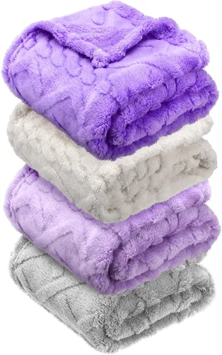 Miniatura 12 de VitalCozy Juego de 4 Mantas de Felpa Suave para Bebé 30" x 40" 3D de Peluche Cálido Mantas de Envoltura para Dormitorio para Niños Pequeños, Niñas