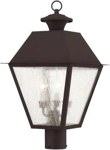 Miniatura 10 de Livex Lighting 2169-04 Mansfield - Cabezal de poste para exteriores con 3 luces, color negro