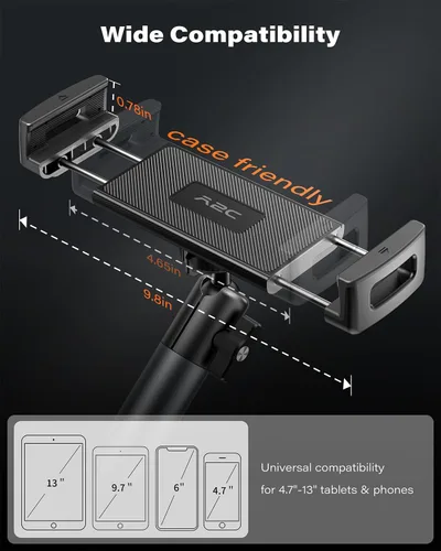 Miniatura 5 de A2C Soporte de iPad resistente para portavasos de automóvil, brazo de aleación de aluminio estable y ajustable de 5.5 pulgadas, soporte de tableta