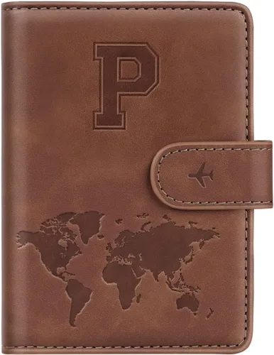 Miniatura 18 de Funda para Pasaporte Personalizada con Letra de la A a la Z, Billetera de Viaje con Bloqueo RFID, Funda para Pasaporte, Estuche para Pasaporte