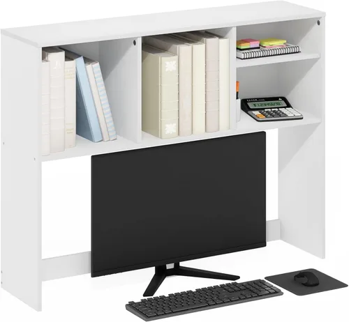 Miniatura 8 de Furinno Estante de escritorio clásico, gabinete de escritorio de 5 estantes, estante para libros, organizador de escritorio de 3 niveles
