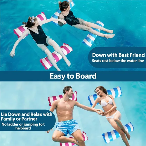 Miniatura 3 de Paquete de 3 flotadores inflables para piscina, hamaca 4 en 1, multiusos para adultos, hamaca de agua para natación, playa, flotadores, sillones