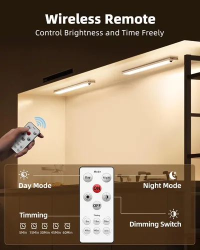 Miniatura 6 de EZVALO Luces para debajo del gabinete, luz con sensor de movimiento de 14.5 pulgadas, regulable para interiores, súper brillante, 4000 mAh, luces