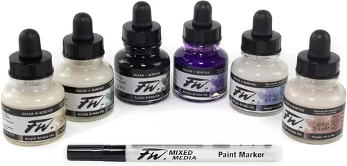 Miniatura 9 de Daler Rowney FW - Juego de tinta acrílica NEON (6 x 29.5 ml)