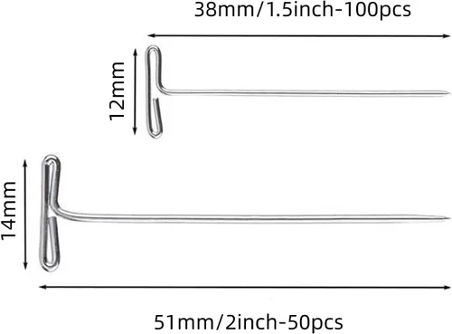 Miniatura 2 de 150 alfileres en T, alfileres de costura para bloquear tejer, modelar, hacer pelucas y manualidades, alfileres rectos, acero inoxidable, niquelados