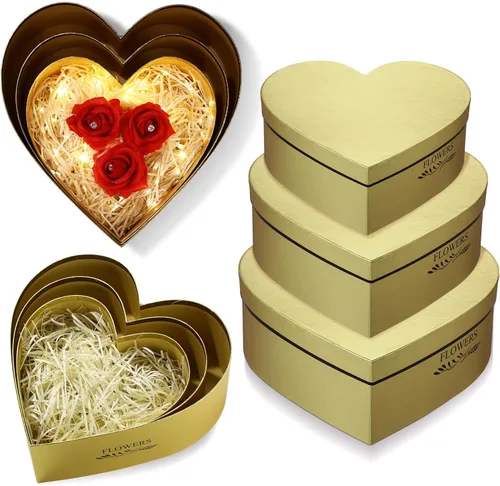 Miniatura 14 de Glenmal 3 cajas de regalo en forma de corazón para el día del padre con tapas, 3.53 onzas de papel triturado, cajas de flores de corazón para boda