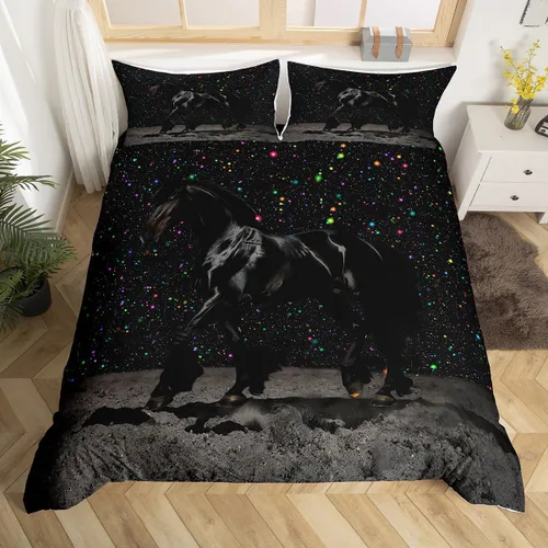 Miniatura 19 de Castle Fairy Juego de ropa de cama tamaño individual, juego de funda de edredón con diseño de ciervos y pinos para niños y niñas, juego de funda