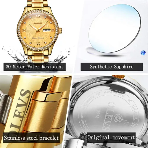 Miniatura 5 de OLEVS Men Quartz Business Watch with Stainless Steel Band Classic Waterproof Watches Roman Numeral Unique Calendar Date Window Wristwatch