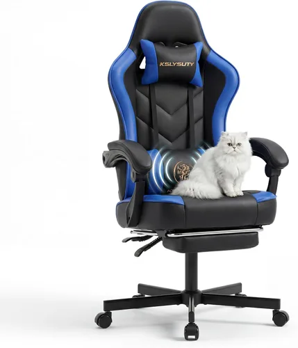 Miniatura 13 de Silla de escritorio para juegos para computadora, silla de oficina ergonómica de respaldo alto con reposapiés y soporte lumbar, sillas giratorias