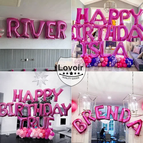 Miniatura 7 de Lovoir Globos grandes de 40 pulgadas de color rosa intenso con la letra H de gran tamaño, globo de helio de aluminio de Mylar para decoración
