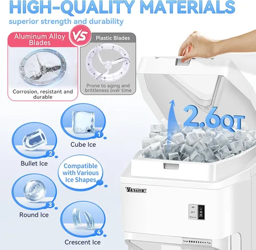 Miniatura 4 de Afeitadora eléctrica de hielo, máquina de hielo afeitado de 250 W, máquina de afeitar de hielo ajustable de grosor de 265 libras/hora de rotación