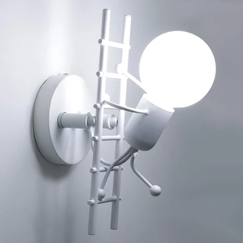 Kawell Lámpara de pared humanoide creativa para interiores, lámpara de pared moderna Art Deco para habitación de niños, dormitorio, sala de estar,