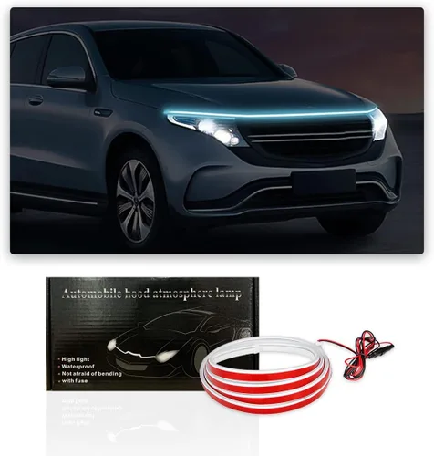 Ziciner Tira de luz para capó de automóvil, tira LED flexible de 59 pulgadas, impermeable, luces de circulación diurna, accesorios universales para