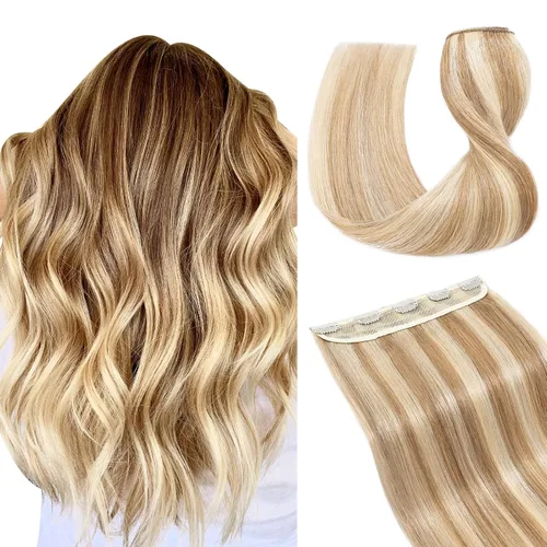 Miniatura 40 de Extensiones de cabello con clip, cabello humano Remy, extensiones de cabello largo lacio de una pieza con 5 clips, con gancho para colgar