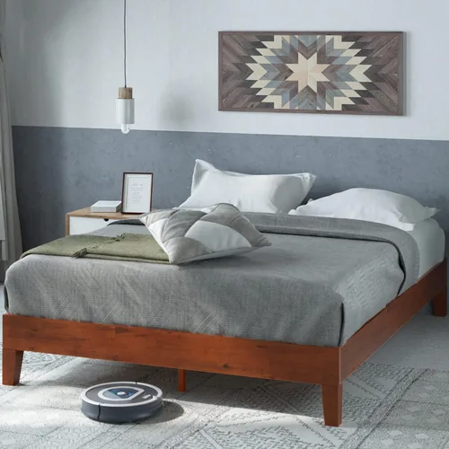 Miniatura 12 de Cama plataforma de madera sólida de lujo Zinus 12 pulgadas con cabecero de cama/no necesita resortes/soporte de madera con listón/acabado expreso