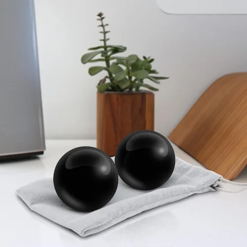 Miniatura 6 de Coolrunner Bolas de Baoding negras de mármol para aliviar el estrés de la salud de la mano Bolas de masaje
