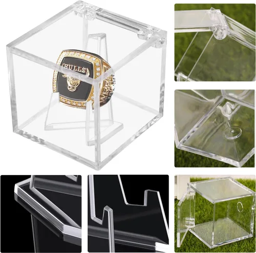Miniatura 4 de Vitrina para anillos de campeonato, caja de exhibición de anillo de campeonato de acrílico transparente, soporte de moneda de exhibición