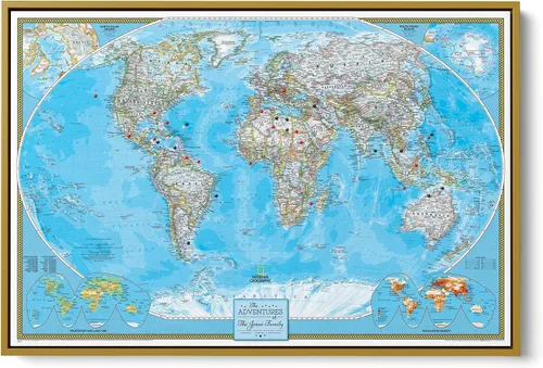 Miniatura 13 de National Geographic - Mapa de viaje – Póster de lienzo con mapa del mundo clásico con alfileres – Mapa personalizado del mundo – Grande 24 x 36