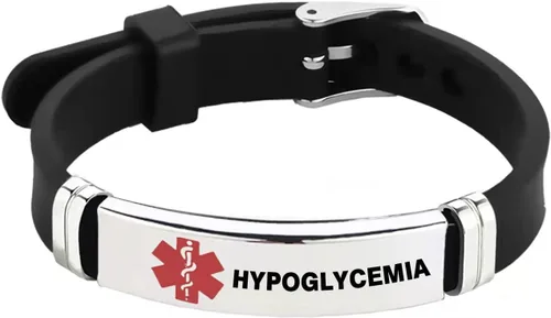 Miniatura 13 de TGLS Pulsera de identificación de alerta médica roja para mujeres y hombres de emergencia de primeros auxilios de alerta sanitaria grabada con láser