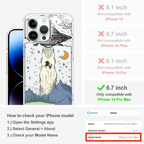 Miniatura 2 de MOSNOVO Funda para iPhone 14 Pro Max, [Protección contra caídas de grado militar Buffertech de 6.6 pies] [Tecnología antidespegado] Diseño de funda