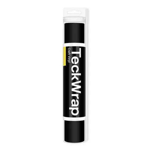 TECKWRAP 001 Vinilo adhesivo permanente mate para proyectos de calcomanías de manualidades, 12 pulgadas x 10 pies, tinta negra mate Tinta mate negra