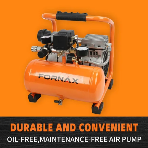 Miniatura 4 de FORNAX Compresor de aire ultra silencioso, 1.3 galones, 1 HP, 65 dB compresor portátil silencioso sin aceite, 125 PSI máximo, 120 V, para inflar