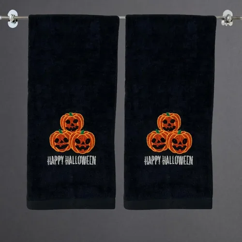 Miniatura 23 de Serafina Home Toallas de mano de baño de Halloween, fantasmas bordados, diseño Boo, juego de 2, color negro, 16 x 25 pulgadas