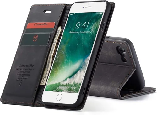 Miniatura 3 de SINIANL Funda para iPhone 7/8, funda de cuero tipo billetera con tarjetero cierre magnético Kickstand a prueba de golpes fundas protectoras