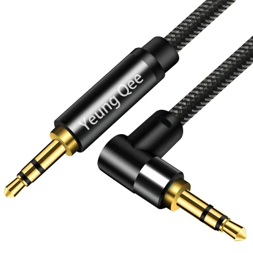 Miniatura 2 de Cable auxiliar de 0.138 in de 3 pies, cable de audio estéreo trenzado de nailon de 0.138 in macho a macho, adaptador de entrada auxiliar