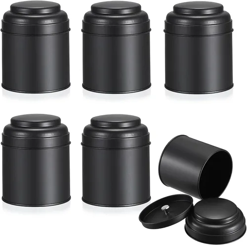 Miniatura 11 de JUXYES Paquete de 6 latas de té con tapas dobles herméticas, 8 onzas líquidas, almacenamiento de té de hojas sueltas herméticas para almacenamiento