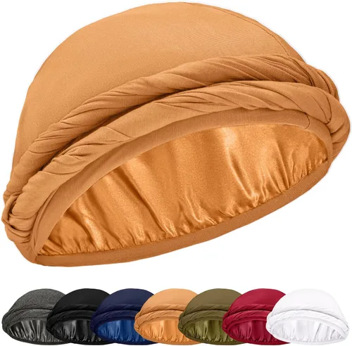 Turbante Halo con Forro de Satén de Seda Envolvente de Cabeza Preajustado Gorro de Calavera para Hombres y Mujeres Gorro para Dormir Cubierta de