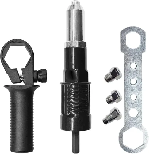 Kit adaptador de pistola de remache pop, herramienta de taladro de remache con cabezales de remaches de 0.094 in/0.126 in/0.157 in/0.189 in,