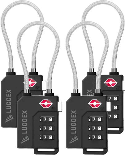 Miniatura 10 de LUGGEX Cerraduras TSA para equipaje, cerraduras de maleta aprobadas por la TSA, cerraduras de equipaje, facilidad de uso y duraderas, Negro, Paquete
