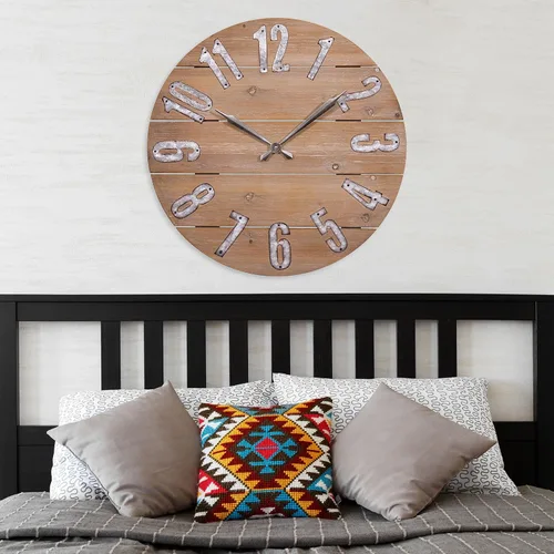 Miniatura 4 de LaCrosse 404-3960W Reloj de pared de cuarzo de madera rústica de 23.5 pulgadas