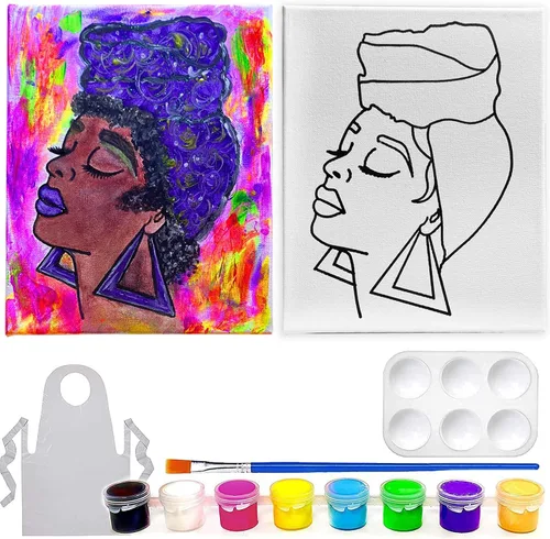Miniatura 4 de Pintura en lienzo predibujada para adultos, niños, parejas, paquete de 4 a 40 unidades, paquete con descuento, regalo de cumpleaños de bricolaje