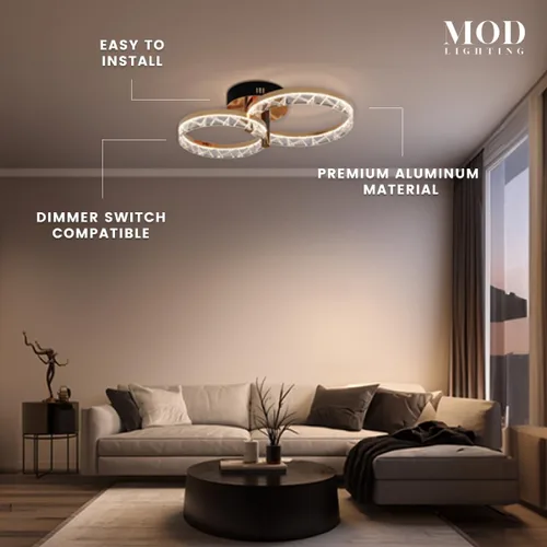 Miniatura 5 de MOD Lighting Clara Moderna lámpara de techo empotrada, lámpara de techo LED de 2 anillos para cocina, dormitorio y pasillo, cerca de luces