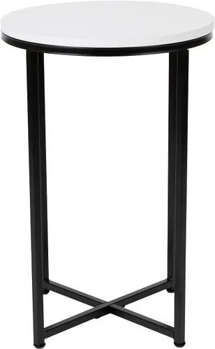 Miniatura 5 de Flash Furniture Pearl - Mesa giratoria cuadrada de madera blanca de 23.75 pulgadas (rango ajustable de 33 a 40.5 pulgadas)