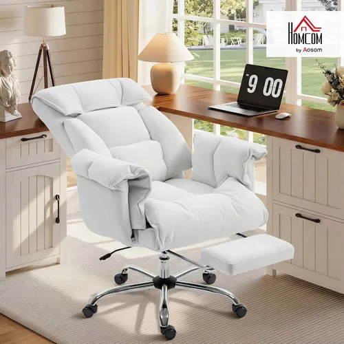 Miniatura 2 de HOMCOM Silla de oficina ejecutiva cómoda con reposapiés, silla giratoria reclinable de escritorio para computadora con respaldo alto plegable, cojín