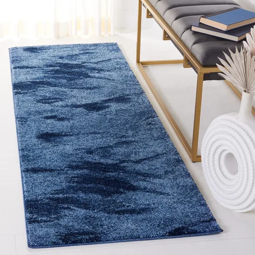 Miniatura 8 de SAFAVIEH Retro Collection - Alfombra de área de 2 x 3 pies, azul claro y azul, no desprende pelusa y fácil de limpiar, ideal para sala de estar