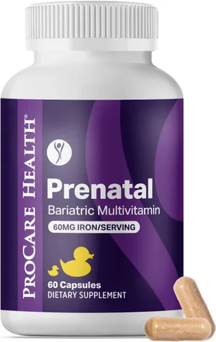 ProCare Health Multivitamínico bariátrico prenatal con hierro (60 cápsulas fáciles de tragar) - para mujeres, vitaminas bariátricas para bypass