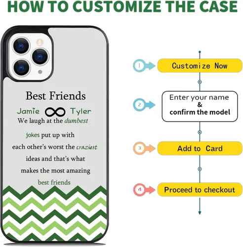 Miniatura 5 de Fundas de teléfono con nombre personalizado para mejores amigos iPhone 11 12 13 14 Pro Max Plus Mini X Xs Xr, Samsung Note 7 8 9 10 20 S21 S22 S23