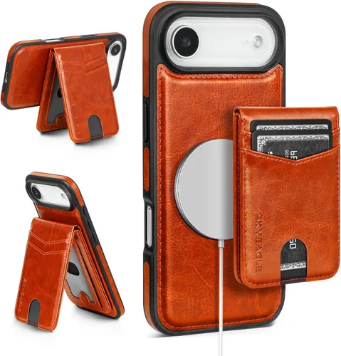 Miniatura 58 de SkyEagle Magsafe - Funda magnética 2 en 1 desmontable para iPhone 11 Pro Max con tarjetero, para mujeres y hombres, piel sintética con bloqueo RFID