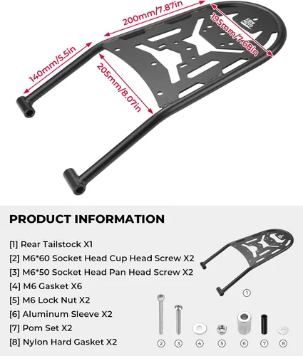 Miniatura 6 de KEMIMOTO Compatible con DRZ400S/SM y KLX400S - Estante trasero para almacenamiento de equipaje, portaequipajes trasero para enduro, portaequipajes