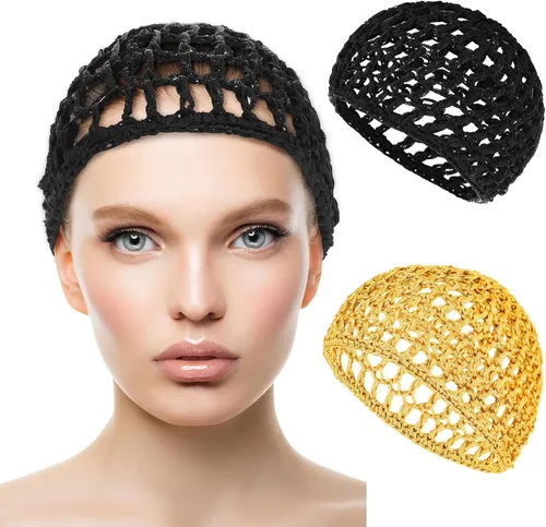 Miniatura 20 de WLLHYF Gorros de Peluca para Cabello Grueso y Largo, Gorros Ajustables de Red Malla Trenzada para Tejer, Hacer Crochet, Coser, Tejido de Red