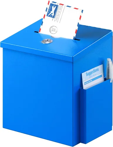 xydled Buzón de votos y donación montado en la pared con 50 tarjetas de sugerencia, caja de colección de sugerencias de metal con cerradura de