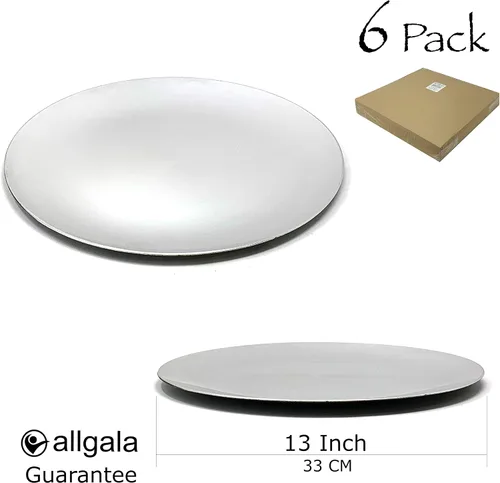 Miniatura 2 de allgala Paquete de 6 platos base redondos de gran calidad de 13 pulgadas - Plata cepillada - HD80322