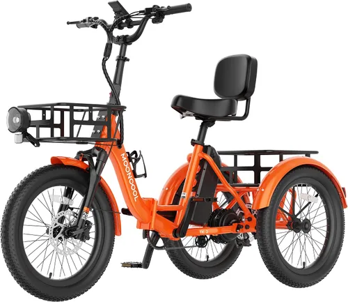 Miniatura 30 de MOONCOOL Foldable Electric Tricycle for Adults, 20" Aluminum Etrike Fat Tire, Rated 500W 48V 15Ah Rear Differential, Front Suspension, 15.5MPH